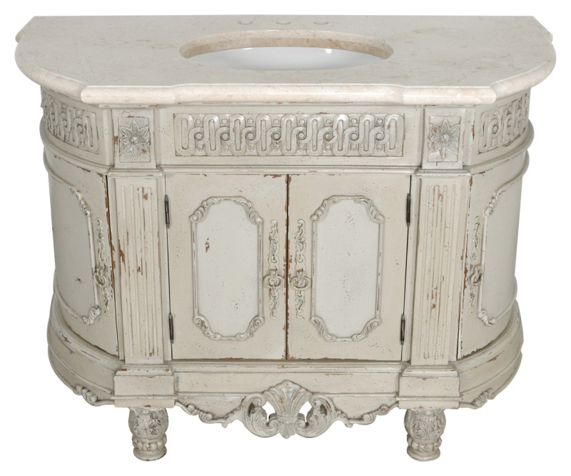 Essex Single Bathroom Vanity With Marble Top 48In Parchment