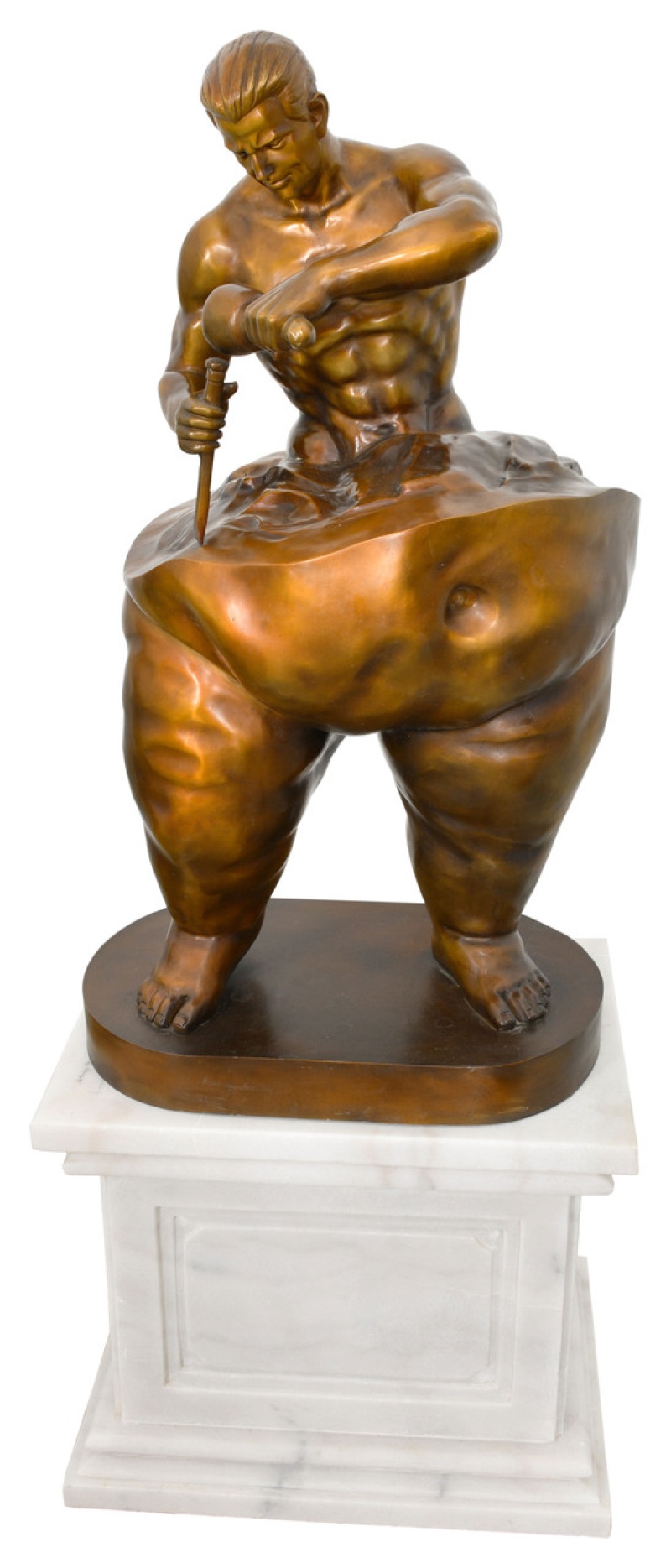 Forged Titan Copper Statue On Pedestal 59h