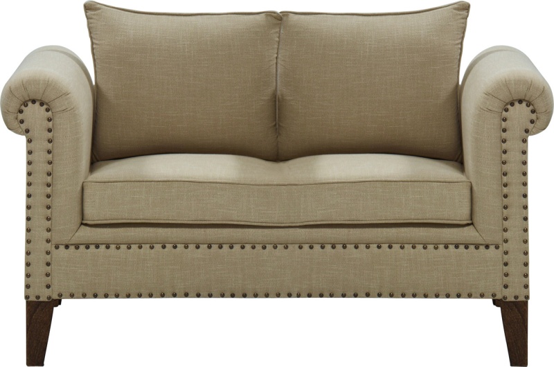 Mango Wood Solid Parquet And Linen Love Seat 54 Inches