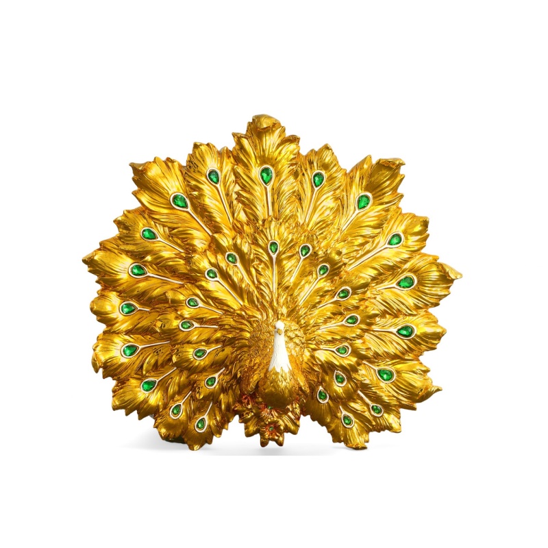 Golden Emerald Peacock Wall Decor