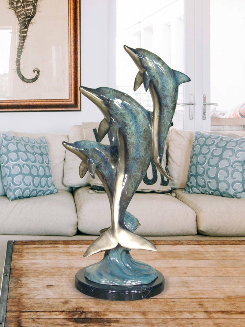 3 Dolphins In Special Patina