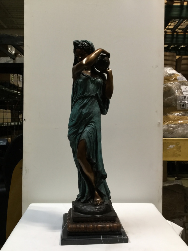 Lady With Jar Bronze No. 2 on Marble Base, 37in