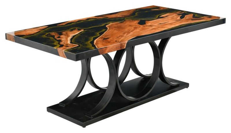 Golden Acrylic Rectangle Table With Iron Base