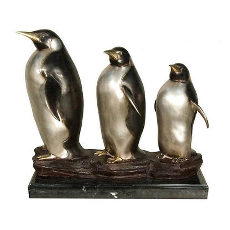 Three Penguins On Marble Base