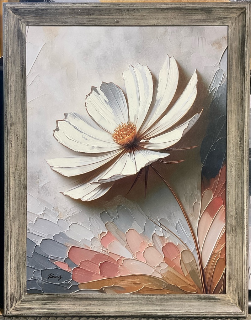 Framed White Open Flower Giclee 36X48