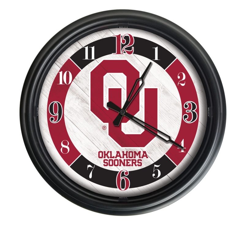 Oklahoma University Indoor/Outdoor Led Wall Clock By Holland Bar Stool Co