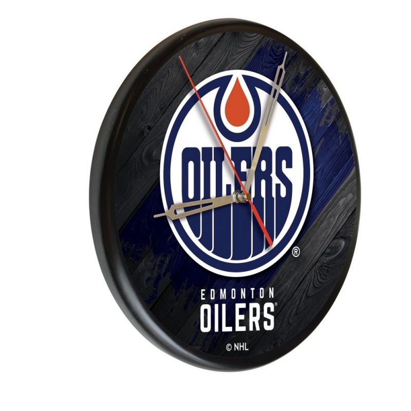 Edmonton Oilers Digitally Printed Wood Clock By The Holland Bar Stool Co
