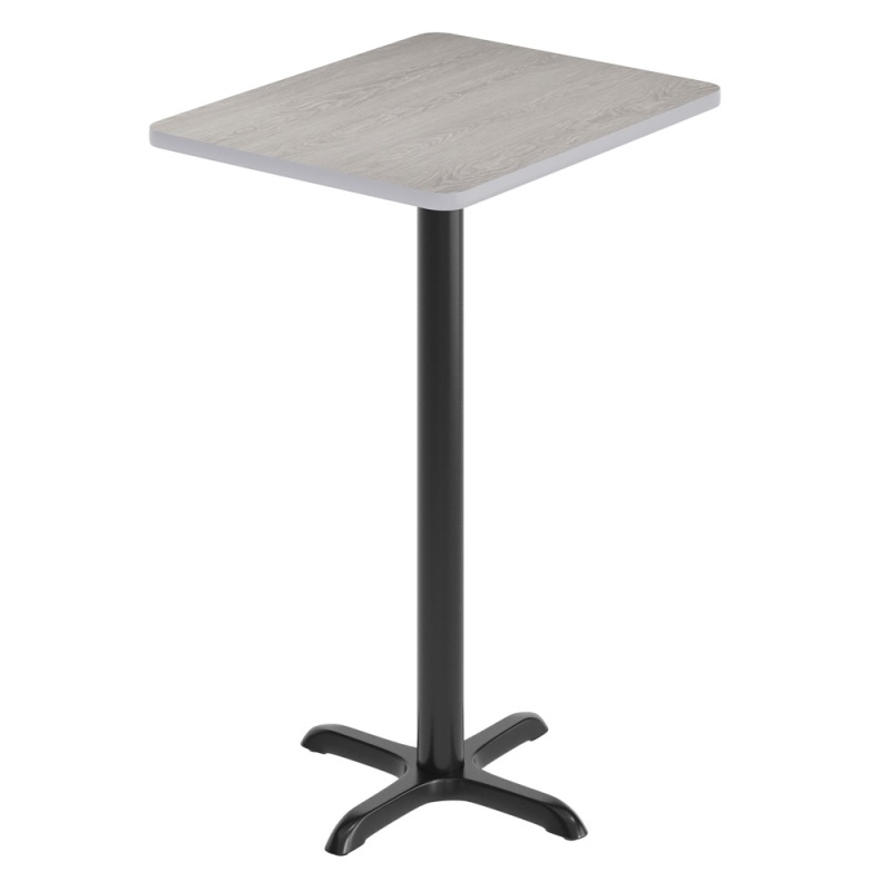 Stiles 24'' X 30'' Gray Rectangular Laminate Table Top With Black 22 X 22 "X" Style Bar Height Base