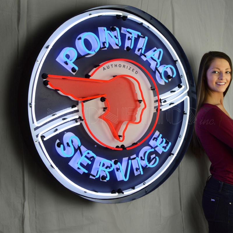 Pontiac Service 36 Inch Neon Sign In Metal Can