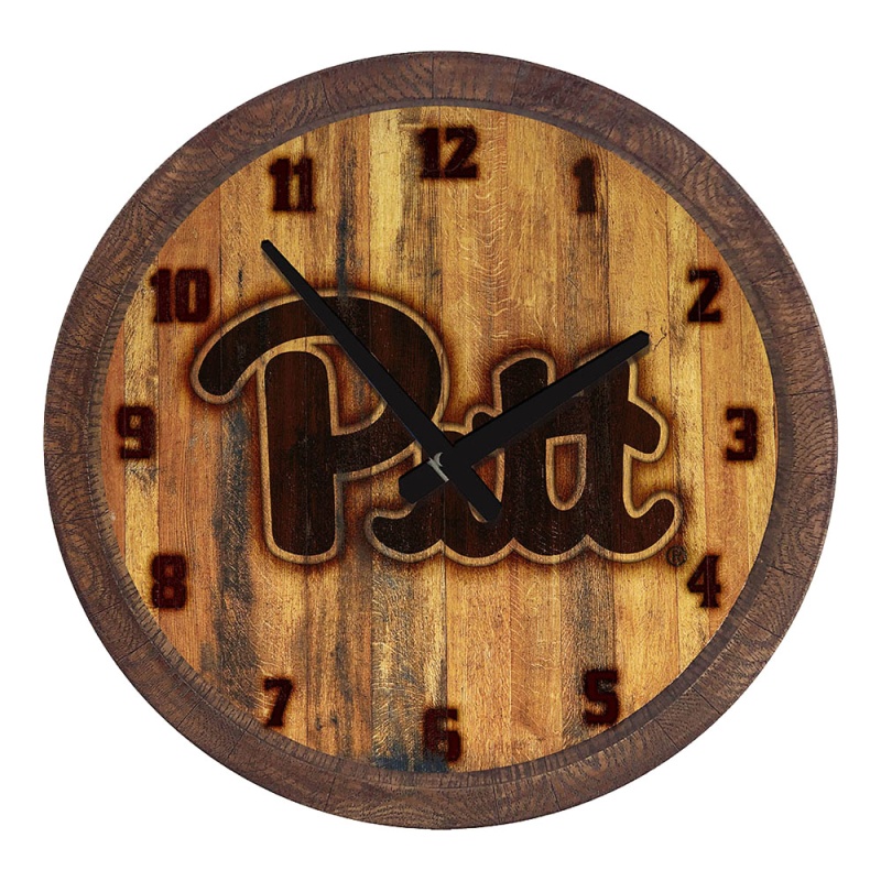 Pitt Panthers: Branded "Faux" Barrel Top Wall Clock