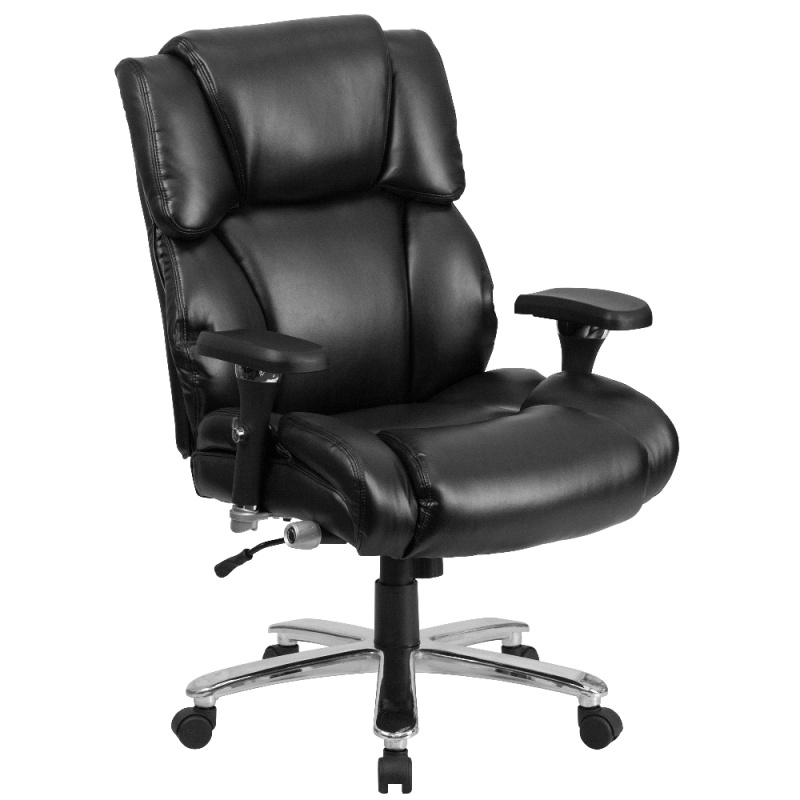 Hercules Series 24/7 Intensive Use Big & Tall 400 Lb. Rated Black Leathersoft Executive Lumbar Ergonomic Office Chair