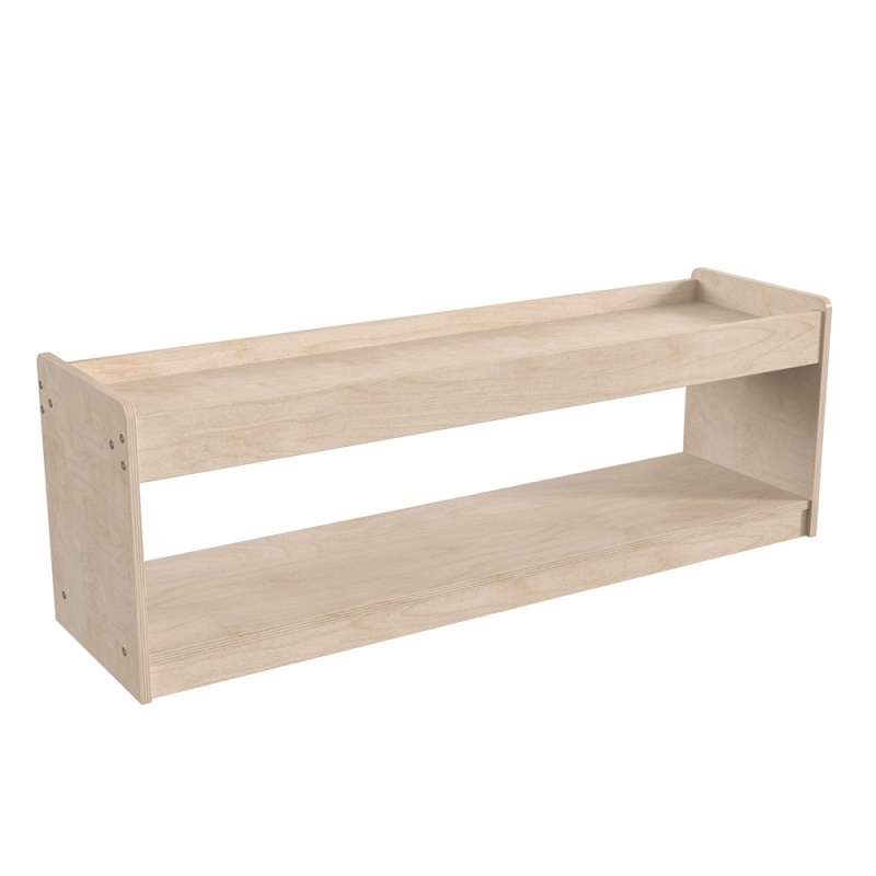 Bright Beginnings Commercial Grade Modular Wooden Classroomopenstorage Unit With Upper Shelf With Raised Edges, Natural