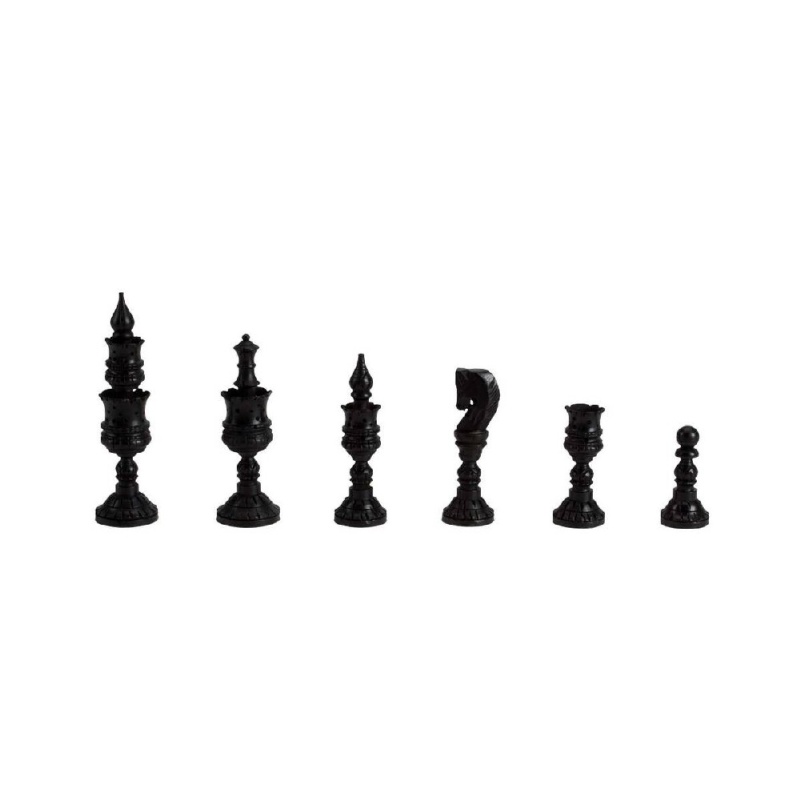 4" Wooden Indian Chessmen Pieces In A Wooden Storage Box