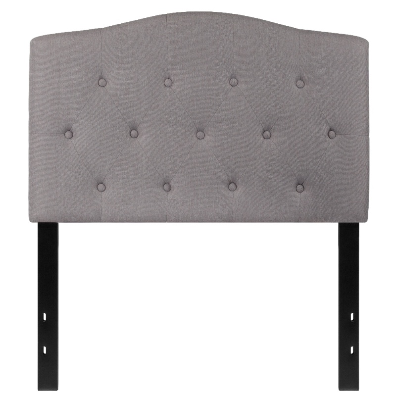 Cambridge Tufted Upholstered Twin Size Headboard In Light Gray Fabric