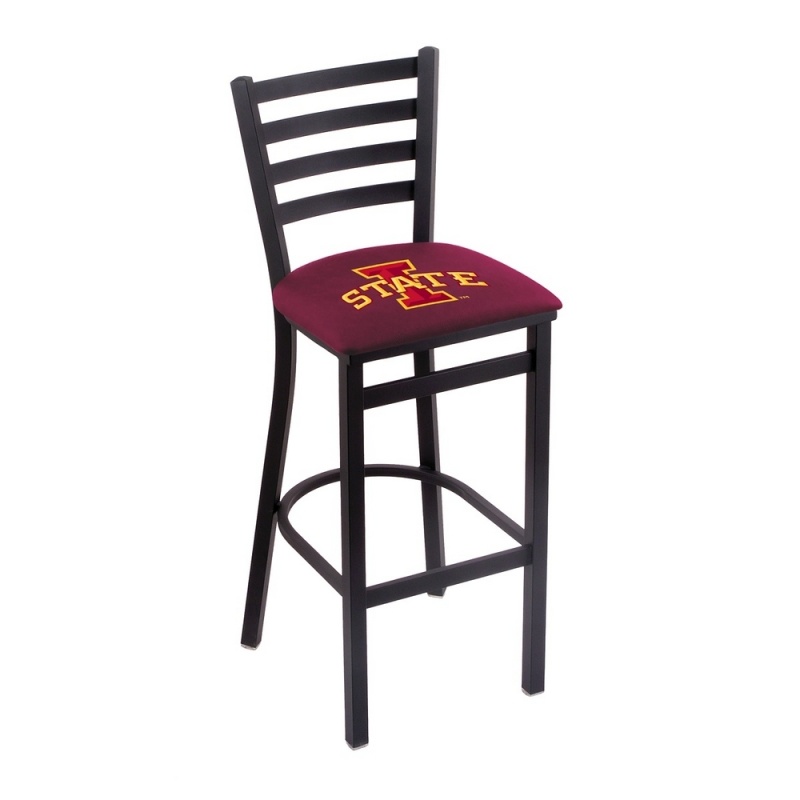 L004 Iowa State 30" Stationary Bar Stool With Black Wrinkle Finish