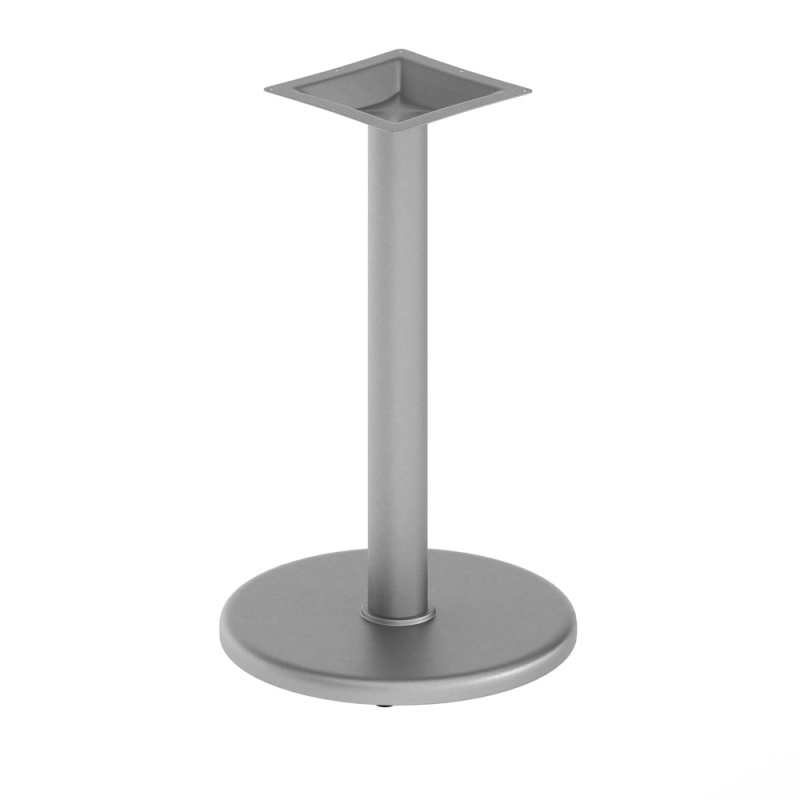 Beverly 18'' Round Restaurant Indoor/Outdoor Table Base With 3'' Dia. Table Height Column, Silver