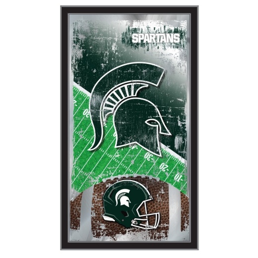Michigan State 15" X 26" Football Mirror By Holland Bar Stool Company
