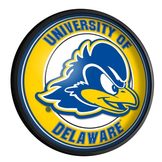 Delaware Blue Hens: Round Slimline Lighted Wall Sign