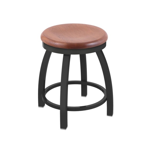802 Misha 18" Swivel Vanity Stool With Pewter Finish And Medium Oak Seat