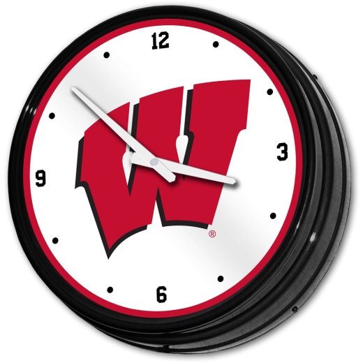 Wisconsin Badgers: Retro Lighted Wall Clock