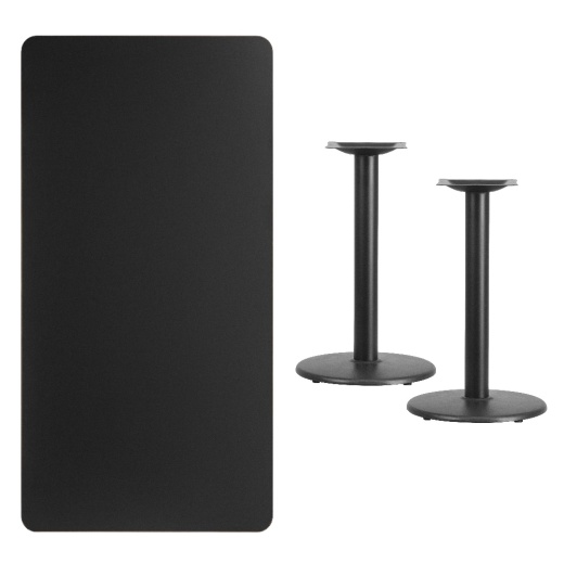 Stiles 30'' X 60'' Rectangular Black Laminate Table Top With 18'' Round Table Height Bases