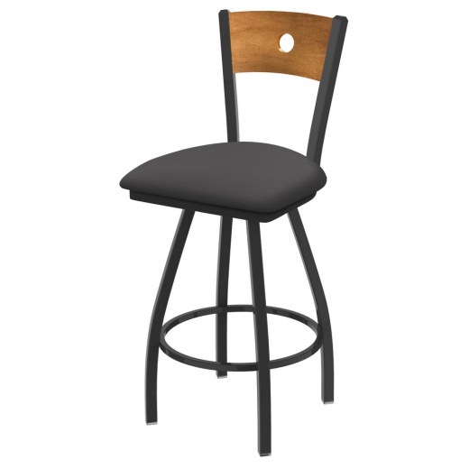 Xl 830 Voltaire Swivel Stool With Pewter Finish, Medium Back, And Canter Storm Seat