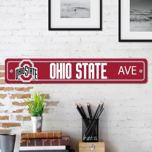 Ohio State Buckeyes Team Color Street Sign Dcor 4In. X 24In. Lightweight