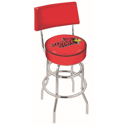 L7c4 Chrome Double Ring Illinois State Swivel Bar Stool With A Back By Holland Bar Stool Company