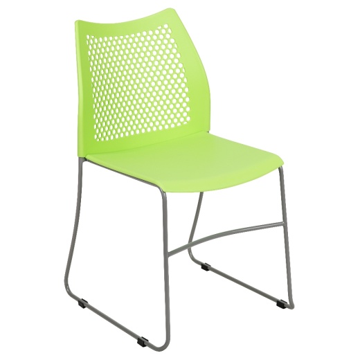 Hercules Series 661 Lb. Capacity Green Stack Chair With Airvent Back And Gray Powder Coated Sled Base