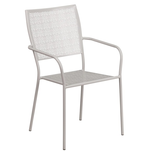 Oia Commercial Grade Light Gray Indooroutdoor Steel Patio Arm Chair With Square Back