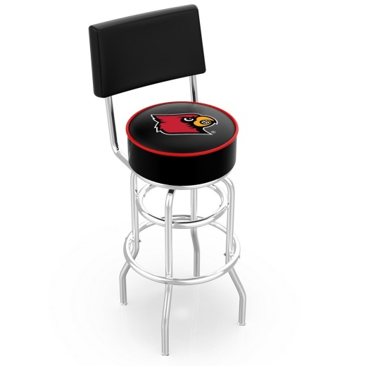 L7c4 Chrome Double Ring Louisville Swivel Bar Stool With A Back By Holland Bar Stool Company