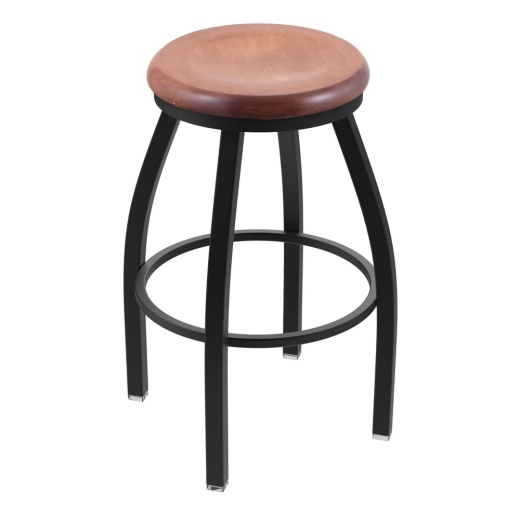 Xl 802 Misha Swivel Stool With Black Wrinkle Finish And Medium Maple Seat