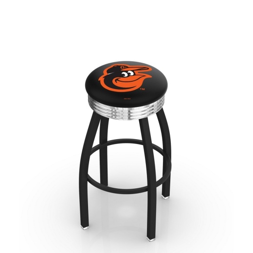 L8b3c Baltimore Orioles Swivel Stool With A Black Wrinkle And Chrome Finish By Hbs