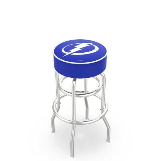 L7c1 4" Tampa Bay Lightning Cushion Seat With Doublering Chrome Base Swivel Bar Stool By Holland Bar Stool Company