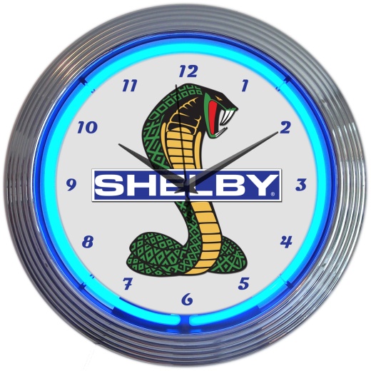 Shelby Cobra Ford Olp Mustang Neon Clock 15" X 15" X 3"