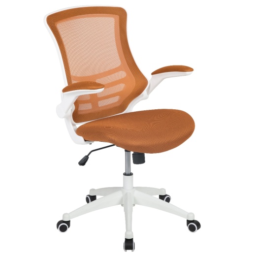 Kelista Midback Tan Mesh Swivel Ergonomic Task Office Chair With White Frame And Flipup Arms