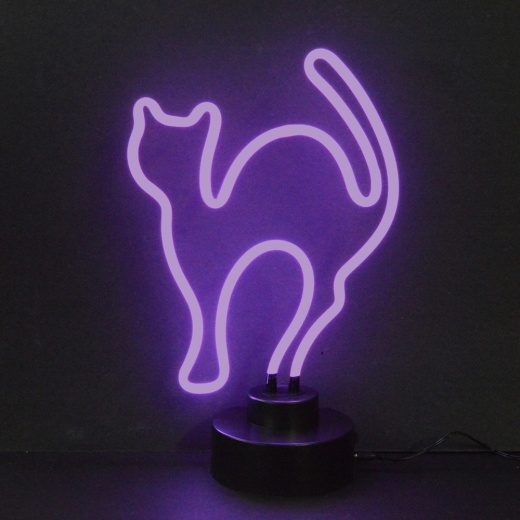 Purple Cat Neon Sculpture 10" X 18" X 6"