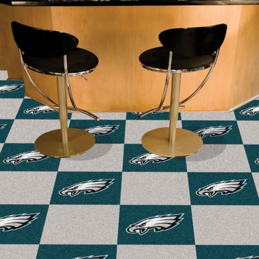 Philadelphia Eagles Team Carpet Tiles 45 Sq Ft. Eagle Head Primary Logo