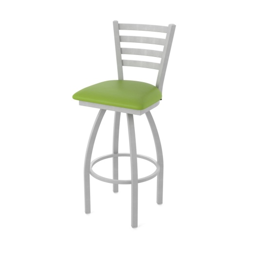 410 Jackie Swivel Stool With Anodized Nickel Finish And Canter Kiwi Green Seat