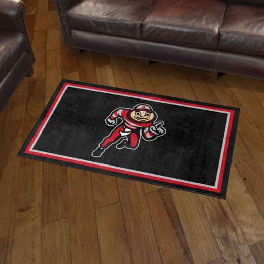 Ohio State Buckeyes Running Brutus Buckeye Alternate Logo Plush Area Rug
