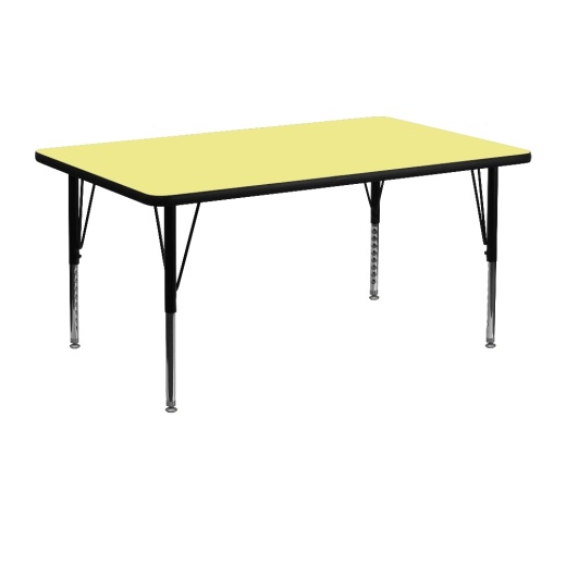 Wren 24''W X 48''L Rectangular Yellow Thermal Laminate Activity Table Height Adjustable Short Legs