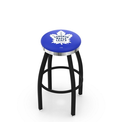 L8b2c Black Wrinkle Toronto Maple Leafs Swivel Bar Stool With Chrome Accent Ring By Holland Bar Stool Company