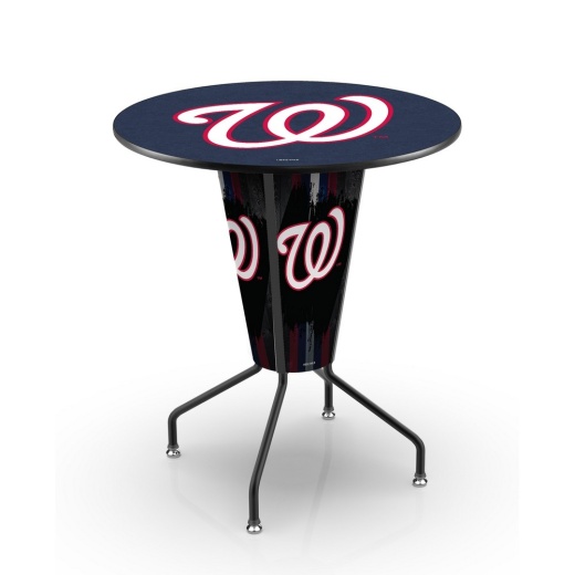 L218 Washington Nationals 42" Tall 36" Indoor Logo Top Lighted Pub Table With Black Wrinkle Finish
