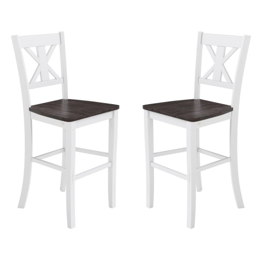 Gwendolyn Set Of 2 Commercial Grade Solid Wood Modern Farmhouse Barstool In Antique White Wash