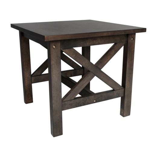 Jasper Farmhouse Style Solid Wood End Table With Traditional Xframe Design In Dark Gray