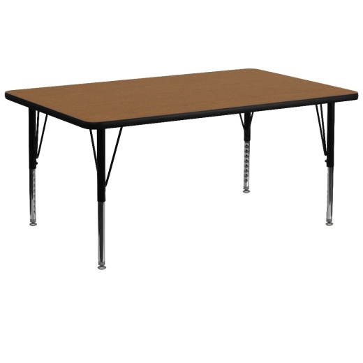 Wren 30''W X 72''L Rectangular Oak Thermal Laminate Activity Table Height Adjustable Short Legs