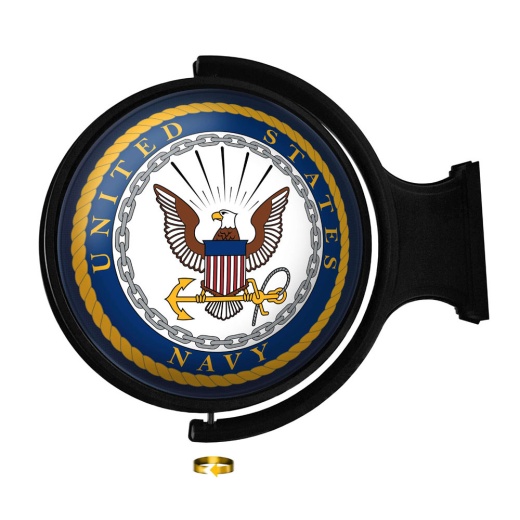 Us Navy: Original Round Lighted Rotating Wall Sign