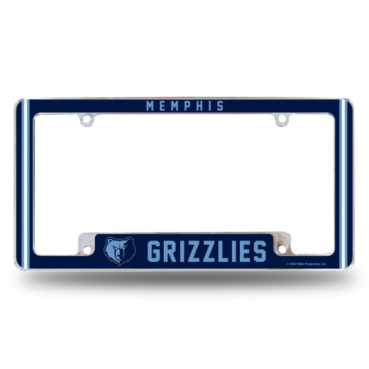 Rico Industries Nba Memphis Grizzlies 12" X 6" Chrome All Over Automotive License Plate Frame For Car/Truck/Suv