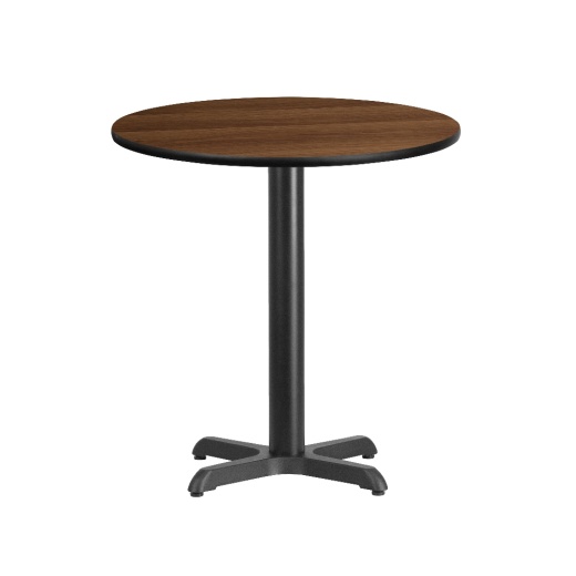 Graniss 24'' Round Walnut Laminate Table Top With 22'' X 22'' Table Height Base