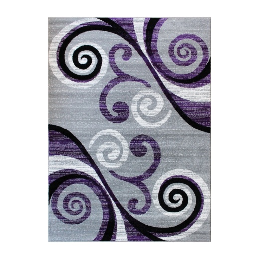 Valli Collection 4' X 5' Purple Abstract Area Rug Olefin Rug With Jute Backing Hallway, Entryway, Bedroom, Living Room
